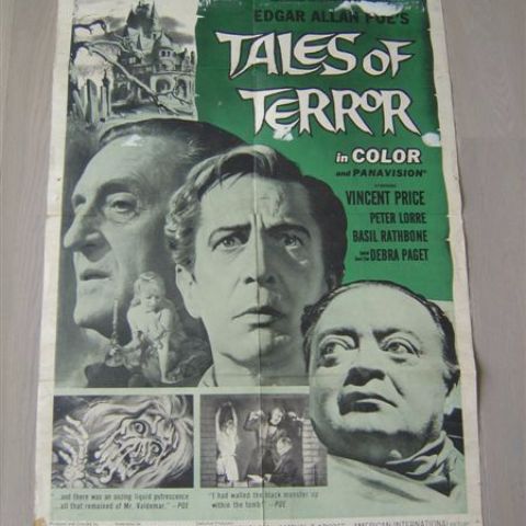 'Tales of Terror' (director R. Corman-V. Price, P.Lorre, B.Rathbone) U.S. one sheet